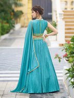 Monjolika Fashion Designer Lehenga Choli Crush Silk In Sky Blue - Distacart