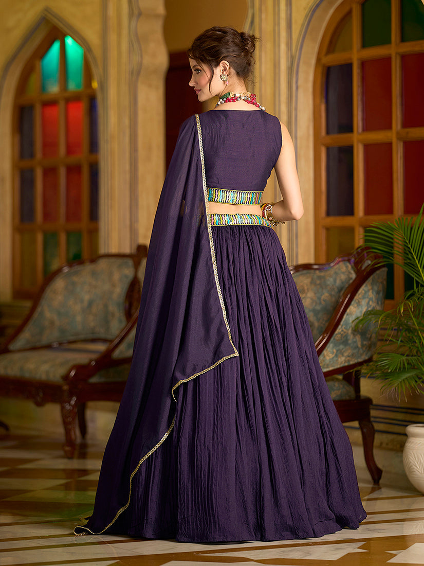 Monjolika Fashion Designer Lehenga Choli Crush Silk In Wine