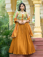 Monjolika Fashion Designer Lehenga Choli Crush Silk In Mustard - Distacart