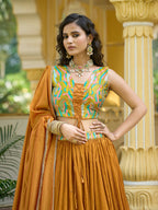 Monjolika Fashion Designer Lehenga Choli Crush Silk In Mustard - Distacart