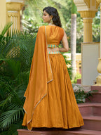 Monjolika Fashion Designer Lehenga Choli Crush Silk In Mustard - Distacart