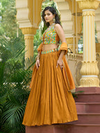 Monjolika Fashion Designer Lehenga Choli Crush Silk In Mustard - Distacart