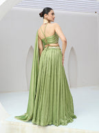 Monjolika Fashion Light Green Festive Look With Silk Crush Lehenga Choli - Distacart