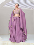 Monjolika Fashion Lavender Festive Look With Silk Crush Lehenga Choli - Distacart