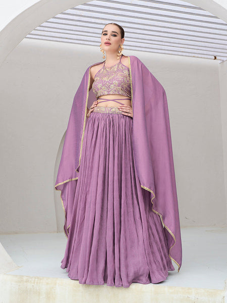 Monjolika Fashion Lavender Festive Look With Silk Crush Lehenga Choli