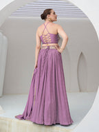 Monjolika Fashion Lavender Festive Look With Silk Crush Lehenga Choli - Distacart