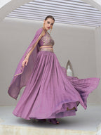 Monjolika Fashion Lavender Festive Look With Silk Crush Lehenga Choli - Distacart