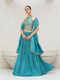 Monjolika Fashion Sky Blue Festive Look With Silk Crush Lehenga Choli - Distacart