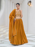 Monjolika Fashion Mustard Festive Look With Silk Crush Lehenga Choli - Distacart