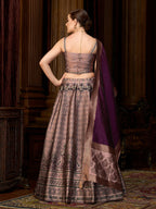 Monjolika Fashion Rose Pink Kanjivaram Silk Jacquard Woven Trendy Lehenga Choli - Distacart