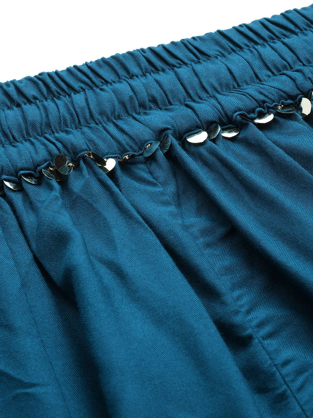 TAG 7 Women Teal Blue Solid Flared Palazzos