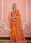 Monjolika Fashion Orange Banarasi Silk Traditional Saree with Meenakari and Weaving Work - Distacart