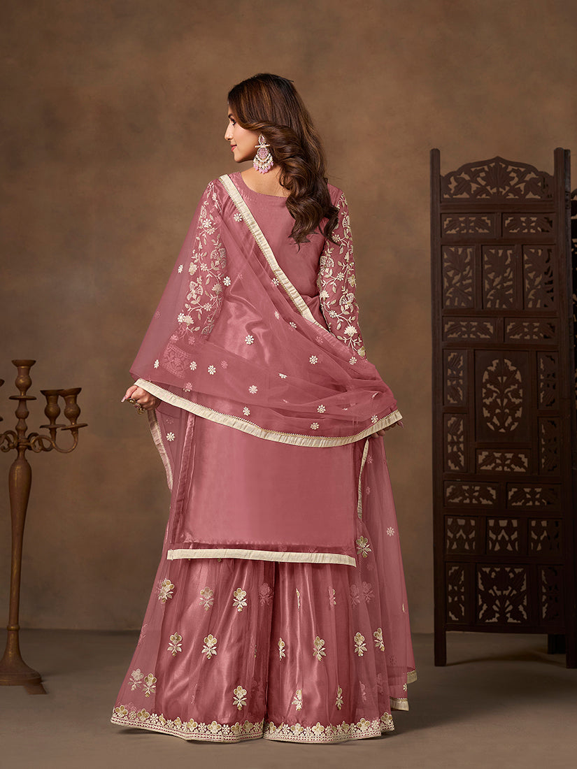 Monjolika Fashion Net Embroidered Onion Pink Salwar Kameez - Distacart