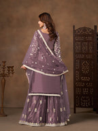 Monjolika Fashion Net Embroidered Lilac Salwar Kameez - Distacart