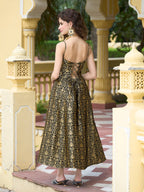 Monjolika Fashion Black Jacquard Zari Weaving A-Line Dress for Women - Distacart