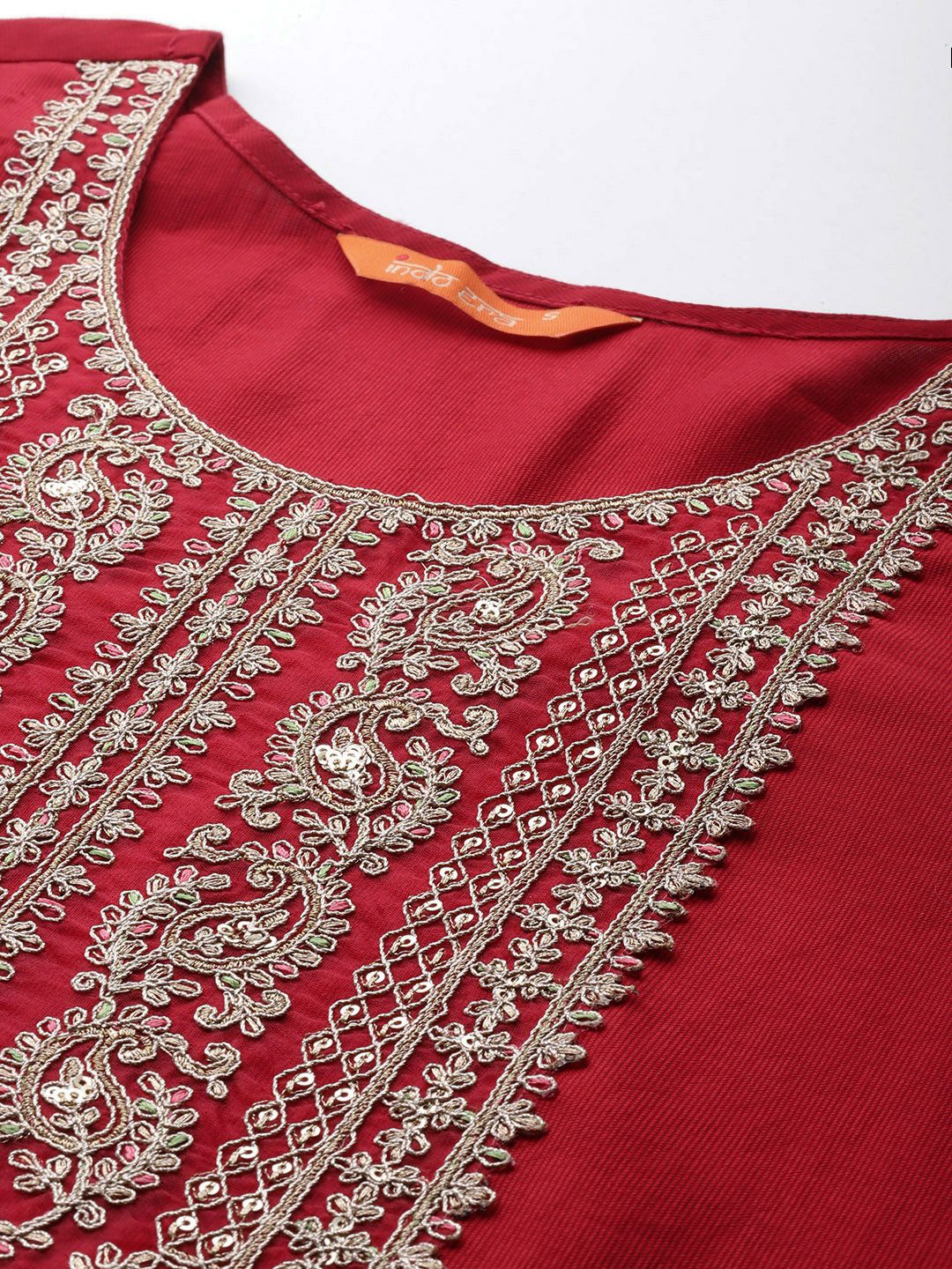 Indo Era Ethnic Motifs Embroidered Sequinned Liva Kurta With Trousers & Dupatta - Distacart