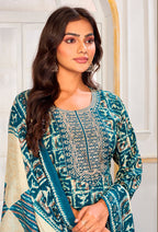 Monjolika Fashion Light Blue Rayon Embroidered Work Party Pant Style Suit - Distacart
