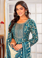 Monjolika Fashion Light Blue Rayon Embroidered Work Party Pant Style Suit - Distacart