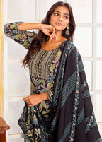 Monjolika Fashion Black Chanderi Embroidered Work Party Pant Style Suit - Distacart