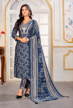 Monjolika Fashion Blue Chanderi Embroidered Work Party Pant Style Suit - Distacart