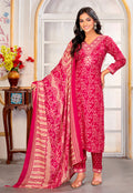 Monjolika Fashion Pink Rayon Printed Party Wear Pant Style Suit - Distacart