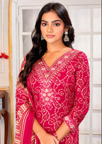 Monjolika Fashion Pink Rayon Printed Party Wear Pant Style Suit - Distacart