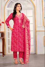 Monjolika Fashion Pink Rayon Printed Party Wear Pant Style Suit - Distacart