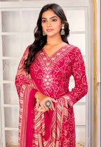 Monjolika Fashion Pink Rayon Printed Party Wear Pant Style Suit - Distacart