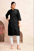 Monjolika Fashion Black Color Cotton Casual Kurti With Pocket - Distacart