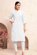 Monjolika Fashion White Color Cotton Casual Kurti With Pocket - Distacart