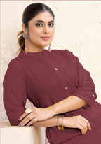 Monjolika Fashion Brown Color Cotton Casual Kurti With Pocket - Distacart