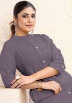 Monjolika Fashion Grey Color Cotton Casual Kurti With Pocket - Distacart