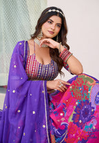 Monjolika Fashion Print Art Silk Designer Lehenga Choli In Multi Colour