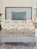 MYTRIDENT Dusk and Dawn Beige Ethnic Motifs Cotton 144 TC Single Bedsheet 1 Pillow Cover