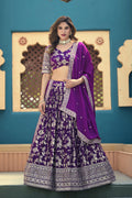Monjolika Fashion Purple Embroidered Dola Silk Jacquard Designer Long Lehenga Choli