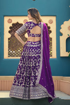 Monjolika Fashion Purple Embroidered Dola Silk Jacquard Designer Long Lehenga Choli