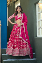 Monjolika Fashion Rani Pink Embroidered Dola Silk Jacquard Designer Long Lehenga Choli - Distacart