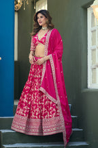Monjolika Fashion Rani Pink Embroidered Dola Silk Jacquard Designer Long Lehenga Choli - Distacart