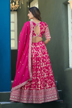 Monjolika Fashion Rani Pink Embroidered Dola Silk Jacquard Designer Long Lehenga Choli - Distacart