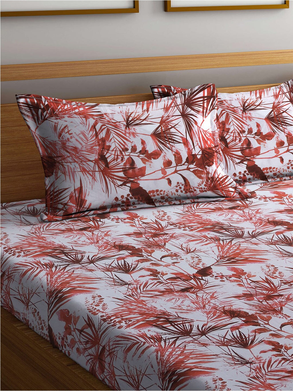 BOMBAY DYEING Serenita Brown Printed Cotton 144 TC Queen Bedsheet with 2 Pillow Covers