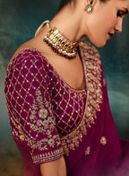 Monjolika Fashion Burgundy Faux Satin Embroidery Bridal Reception Festival Wedding Wear Heavy Border Saree - Distacart