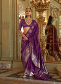 Monjolika Fashion Purple Weaving Work Silk Blend Classic Saree - Distacart