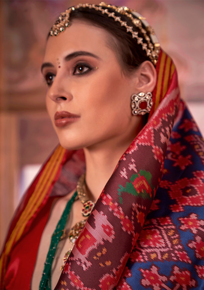 Monjolika Fashion Multi Colour Patola Print Silk Blend Trendy Saree - Distacart