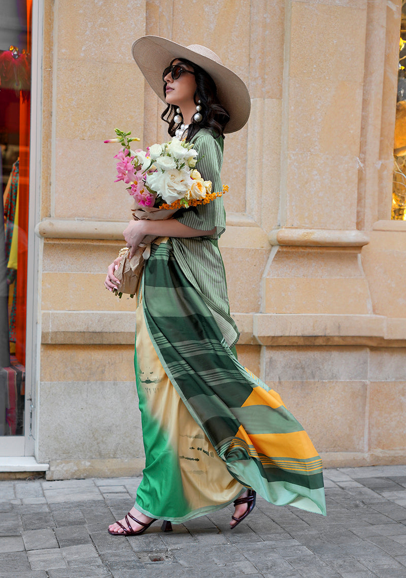 Monjolika Fashion Multi Colour Silk Blend Digital Print Casual Classic Saree - Distacart