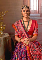 Monjolika Fashion Multicolor Silk Blend Patola Print Saree for Wedding & Festive Wear - Distacart