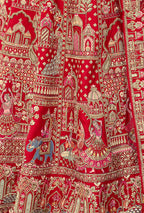 Monjolika Fashion Red Khatli Embroidered Silk Blend Bridal Lehenga Choli - Distacart