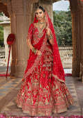 Monjolika Fashion Red Khatli Embroidered Silk Blend Bridal Lehenga Choli - Distacart