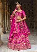 Monjolika Fashion Magenta Pink Khatli Embroidered Silk Blend Bridal Lehenga Choli - Distacart