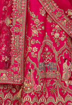 Monjolika Fashion Rani Pink Khatli Embroidered Silk Blend Bridal Lehenga Choli - Distacart