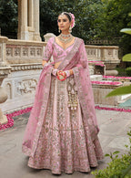 Monjolika Fashion Light Pink Khatli Embroidered Silk Blend Bridal Lehenga Choli - Distacart